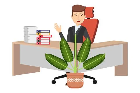 Creative freelancer working desk L shape Stock Illustration