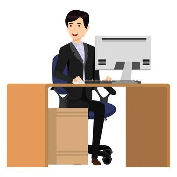 Creative freelancer working on freelance workspace Stock Illustration