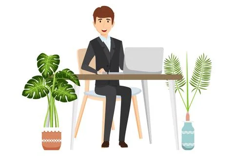 Creative freelancer working happily Stock Illustration