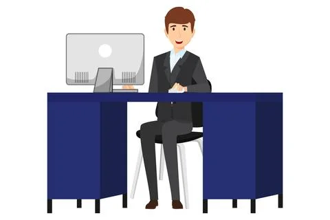Creative freelancer working on home office Stock Illustration