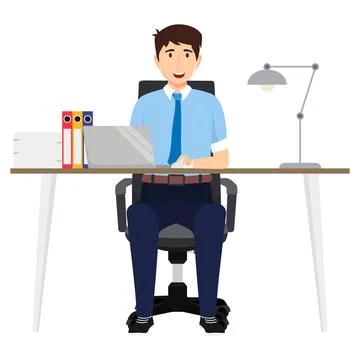 Creative freelancer working on laptop Stock Illustration