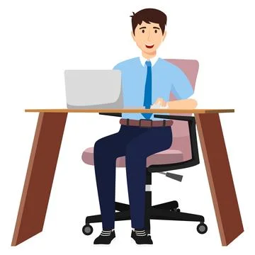 Creative freelancer working with laptop Stock Illustration