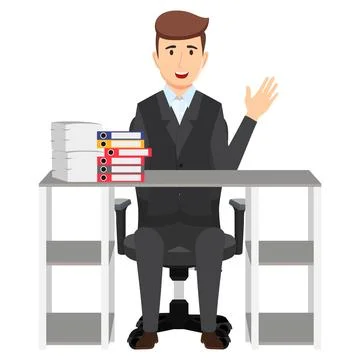 Creative freelancer working on modern table Stock Illustration