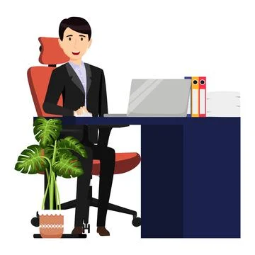 Creative freelancer working with mouse Stock Illustration