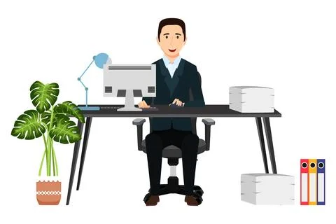 Creative freelancer working with pc computer Stock Illustration