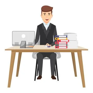 Creative freelancer working on pc Stock Illustration