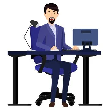 Creative freelancer working with smile Stock Illustration