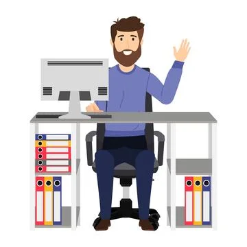 Creative freelancer working waving Stock Illustration