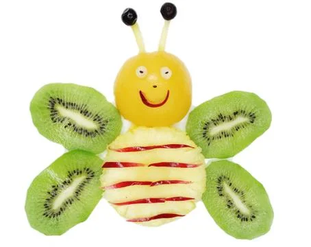 Creative fruit child dessert bee form Stock Photos