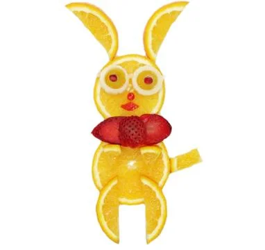Creative fruit child dessert hare form Stock Photos