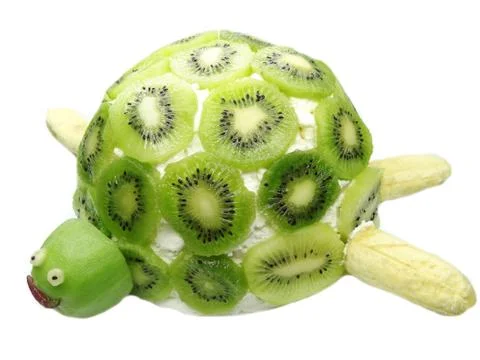 Creative fruit child dessert turtle form Stock Photos