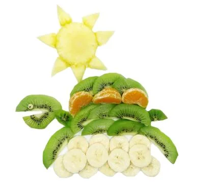 Creative fruit child dessert turtle form Stock Photos