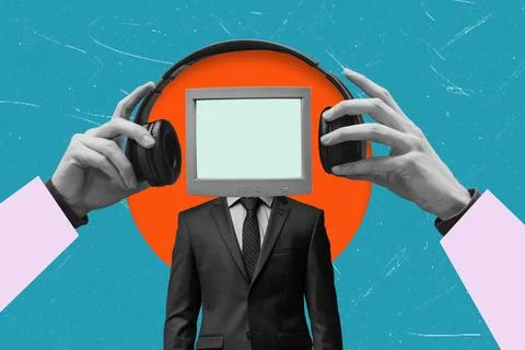 Creative fusion of technology and humanity in abstract art featuring a suit.. 스톡 사진