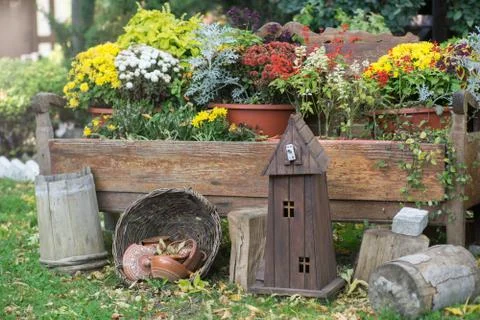 Creative garden decorations Stock Photos