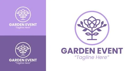 Creative Garden Event Logo with Stylized Flower Design Stock Illustration