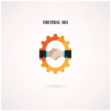 Creative gear concept and handshake abstract sign on background Stock Illustration