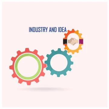 Creative gear concept and handshake sign Stock Illustration