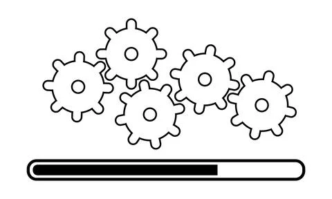 Creative gears in motion with a loading bar conveying progress and innovati.. イラスト素材