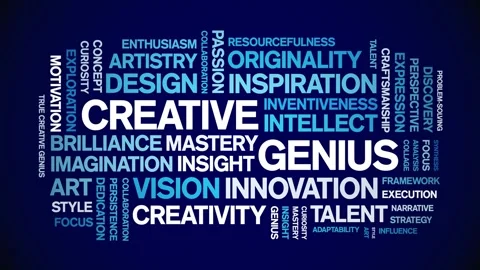 Creative Genius animated word cloud,animation kinetic typography seamless loop. Stock Footage 311435160