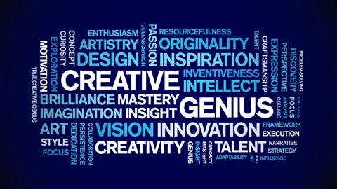 Creative Genius animated word cloud,animation kinetic typography seamless loop. Stock Footage 311435287