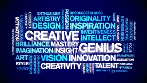Creative Genius animated word cloud,animation kinetic typography seamless loop. Stock Footage 311435316