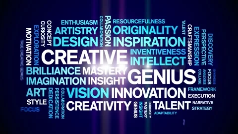 Creative Genius animated word cloud,animation kinetic typography seamless loop. Stock Footage 311435433