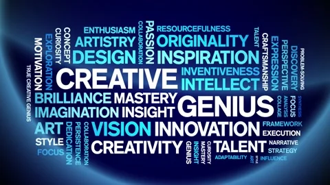 Creative Genius animated word cloud,animation kinetic typography seamless loop. Stock Footage 311435622