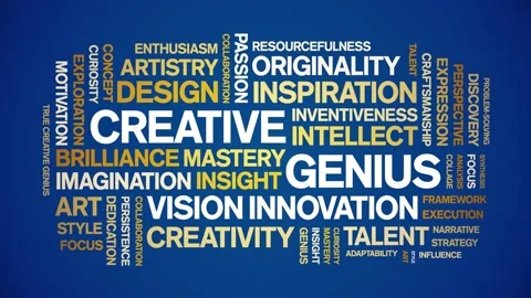 Creative Genius animated word cloud,animation kinetic typography seamless loop. Stock Footage 311436002