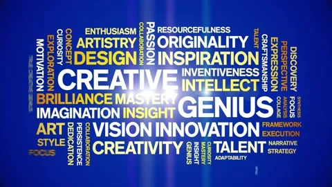 Creative Genius animated word cloud,animation kinetic typography seamless loop. Stock Footage 311436245