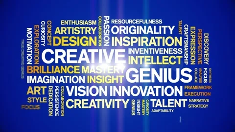 Creative Genius animated word cloud,animation kinetic typography seamless loop. Stock Footage 311436407
