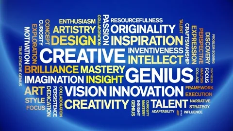 Creative Genius animated word cloud,animation kinetic typography seamless loop. Stock Footage 311436731