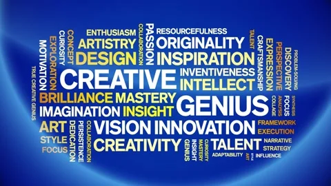 Creative Genius animated word cloud,animation kinetic typography seamless loop. Stock Footage 311437014