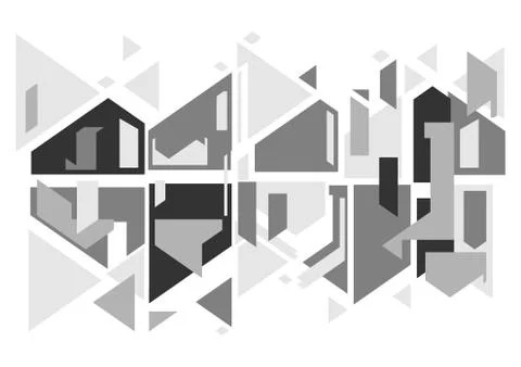 Creative geometric abstract background. Back and gray shapes composition. Stock Illustration