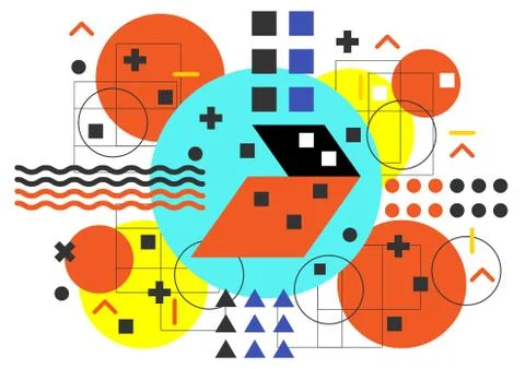 Creative geometric abstract background. Dynamic geometric shapes compositions Stock Illustration