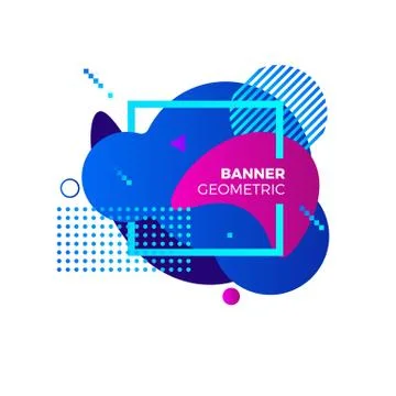 Creative geometric banner template. Colorful blue and purple gradient shapes. Stock Illustration