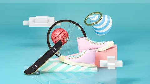 Creative geometric e commerce scene Illustrazione stock
