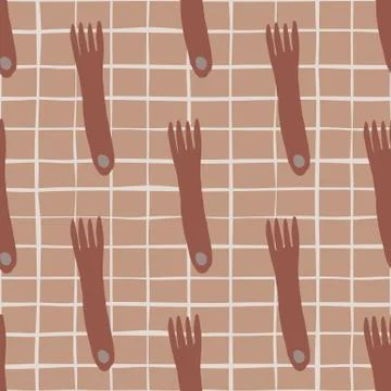 Creative geometric fork seamless pattern on vintage background. Kitchen texti Stock Illustration