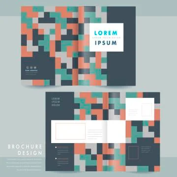 Creative geometric half-fold brochure template Stock Illustration
