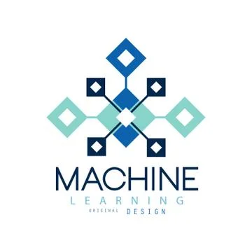 Creative geometric logo. Machine learning. Modern computer technology symbol Illustrazione stock
