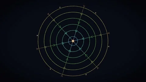 Creative geometric pattern with circles and arrows on dark background Stock Footage 337072550