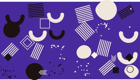 Creative geometric shapes with cosmic elements on dark background Stock Illustration