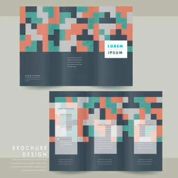 Creative geometric tri-fold brochure template Stock Illustration