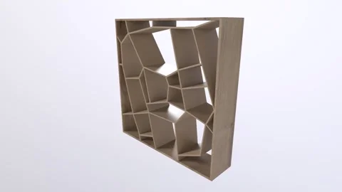 Creative geometric wall shelf design in a modern living space Stock-Footage 283232993