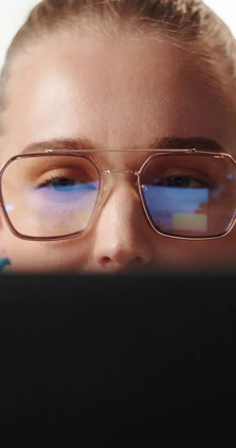 Creative, glasses or laptop with designer woman in office for editing or graphic Stock Footage 327961339