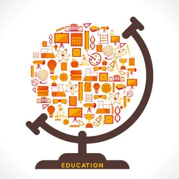Creative globe design with educational icon design concept vector Stock-Illustration