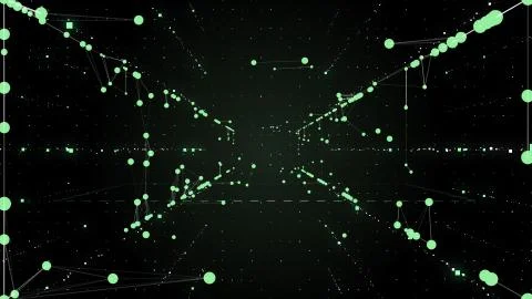 Creative glowing light green polygonal background of sequence of dots and lines Stock Illustration