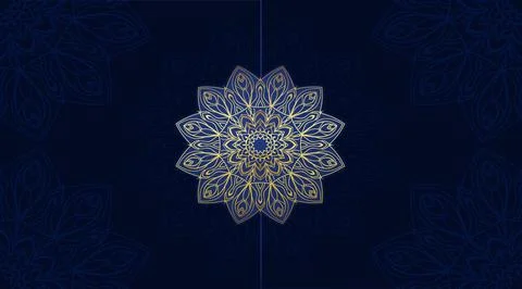 Creative golden color with gradient blue color mandala creative art style Stock Illustration