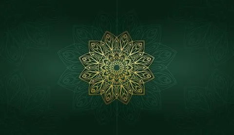 Creative golden color with gradient green color mandala creative art style Stock Illustration