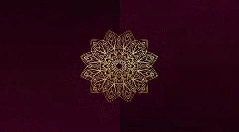 Creative golden color with gradient red color mandala creative art style Stock Illustration