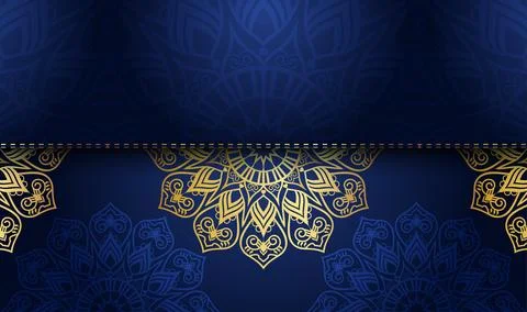 Creative gradient blue color golden color mandala background design vector Иллюстрация